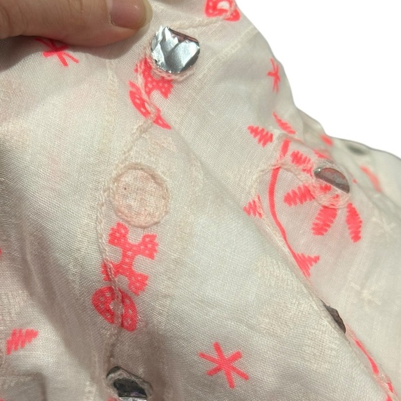 Juliet Dunn boho white and pink embroidered maxi dress size Small fit - Picture 13 of 14